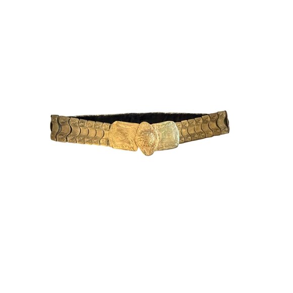 Vintage Womens Brass Turkish 32 Inches Belt Velvet Lining Handmade Hook Closue main image 7